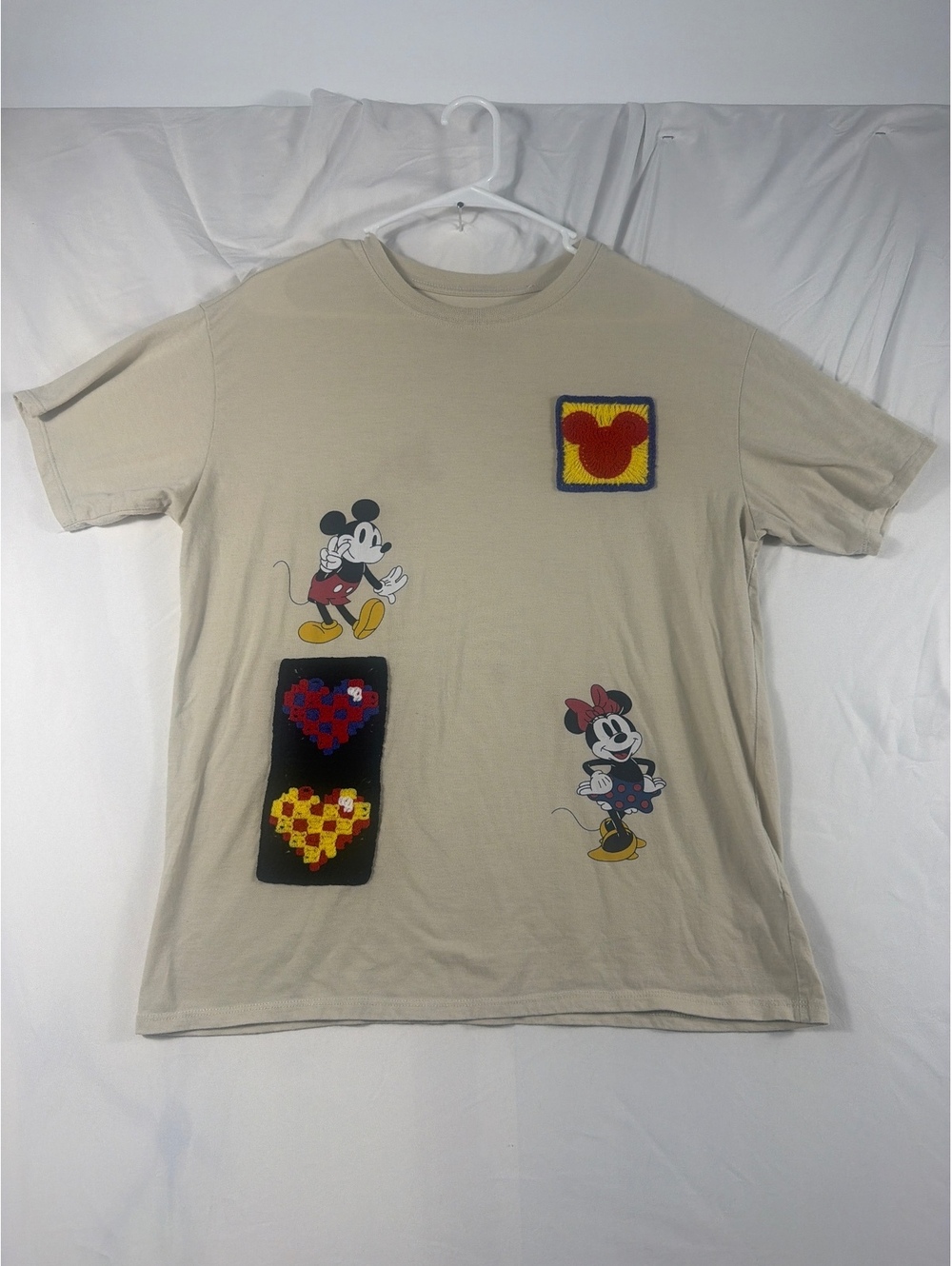 Disney Mickey and Minnie Mouse Beige Graphic T-Shirt